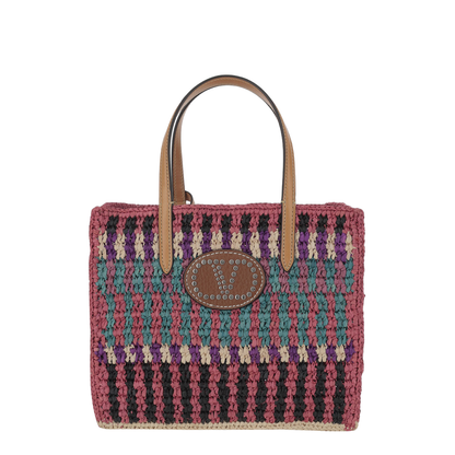 Multicolor Crochet VLogo Handbag