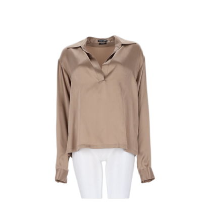 Peach-Feel Silk Satin Polo