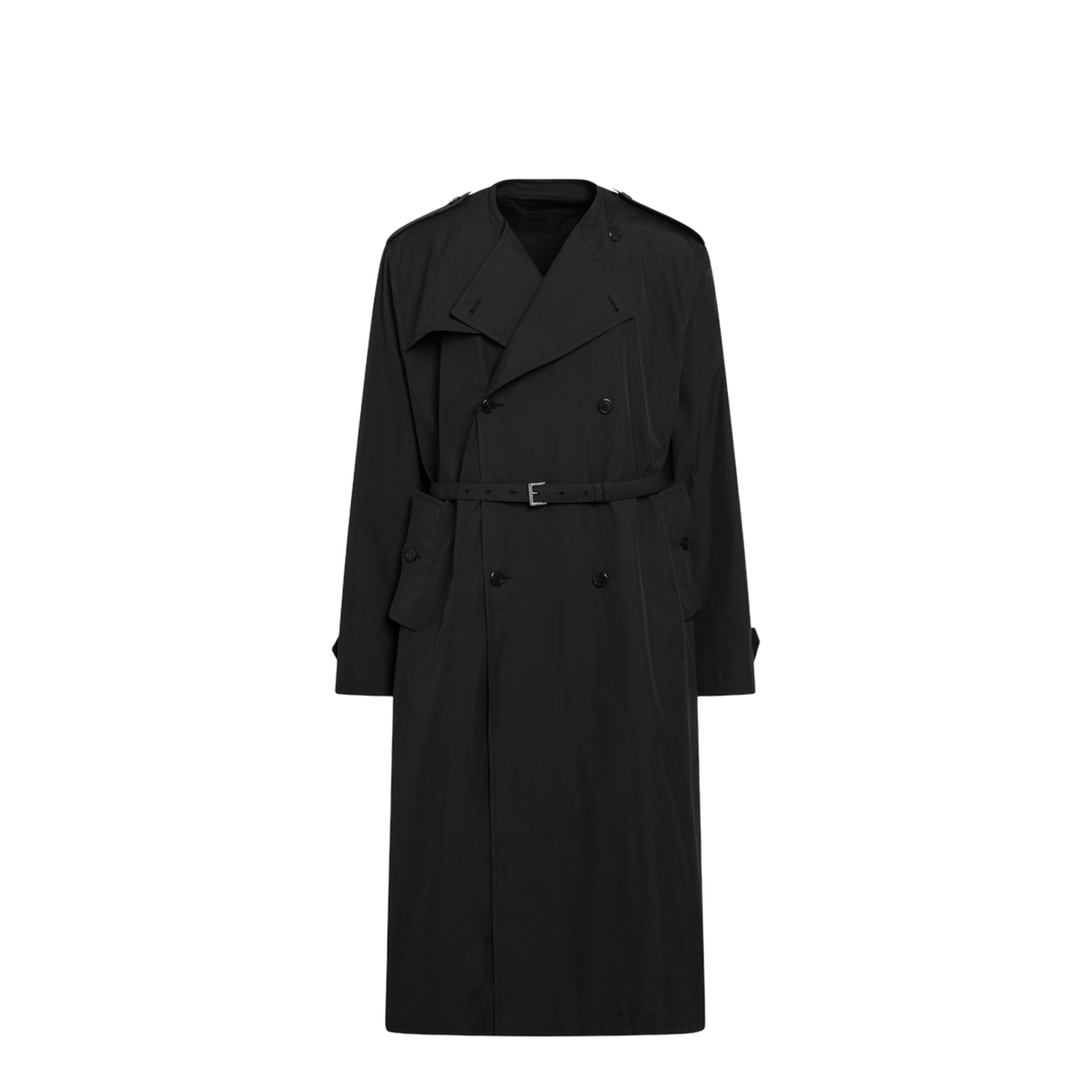 MAYFEYR - Prada - Black Double-Breasted Cotton-Blend Trench Coat - SGD214OOO12NSF0002
