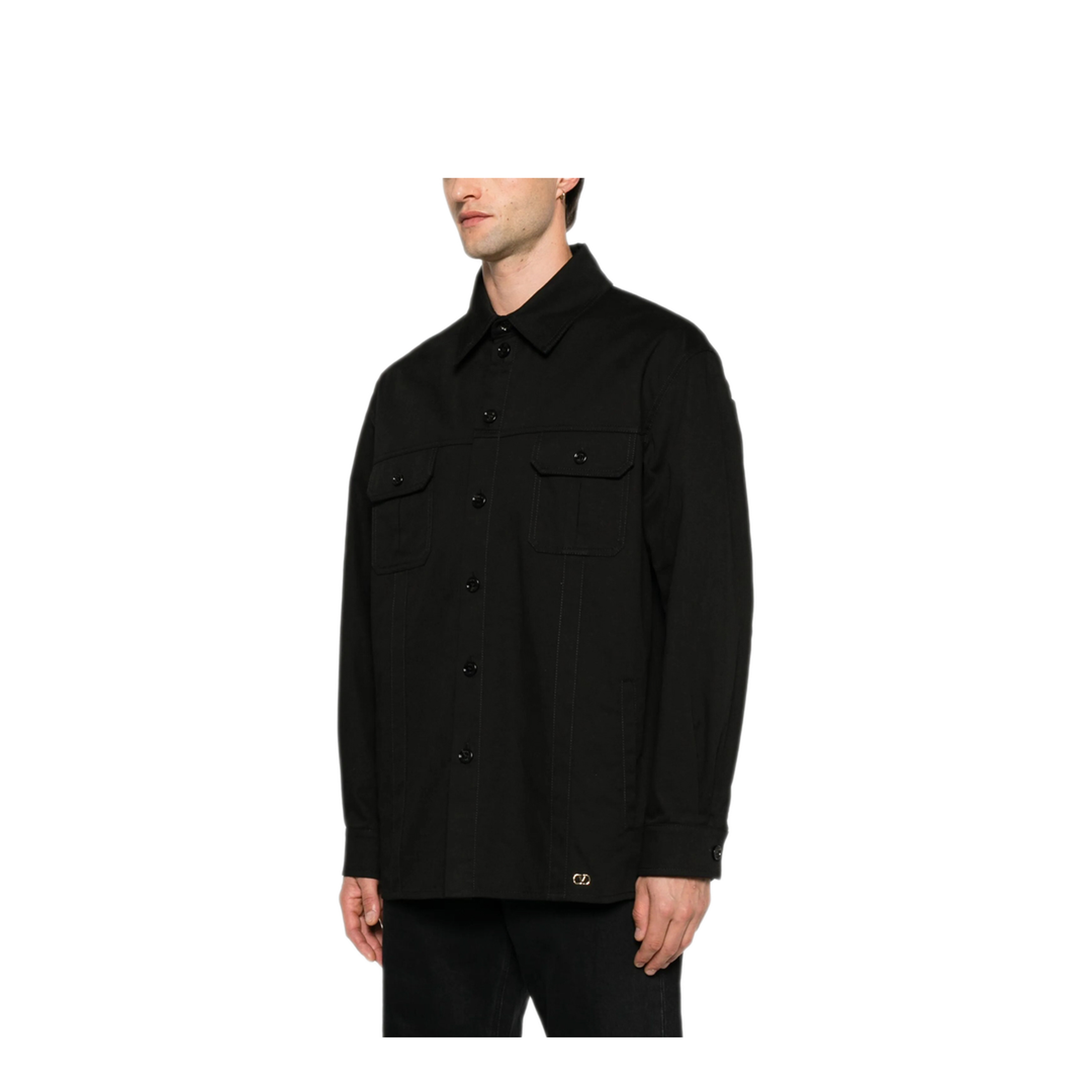 MAYFEYR - Valentino - Cotton Gabardine Shirt Jacket With Vlogo - VCIQ10ALS0NO