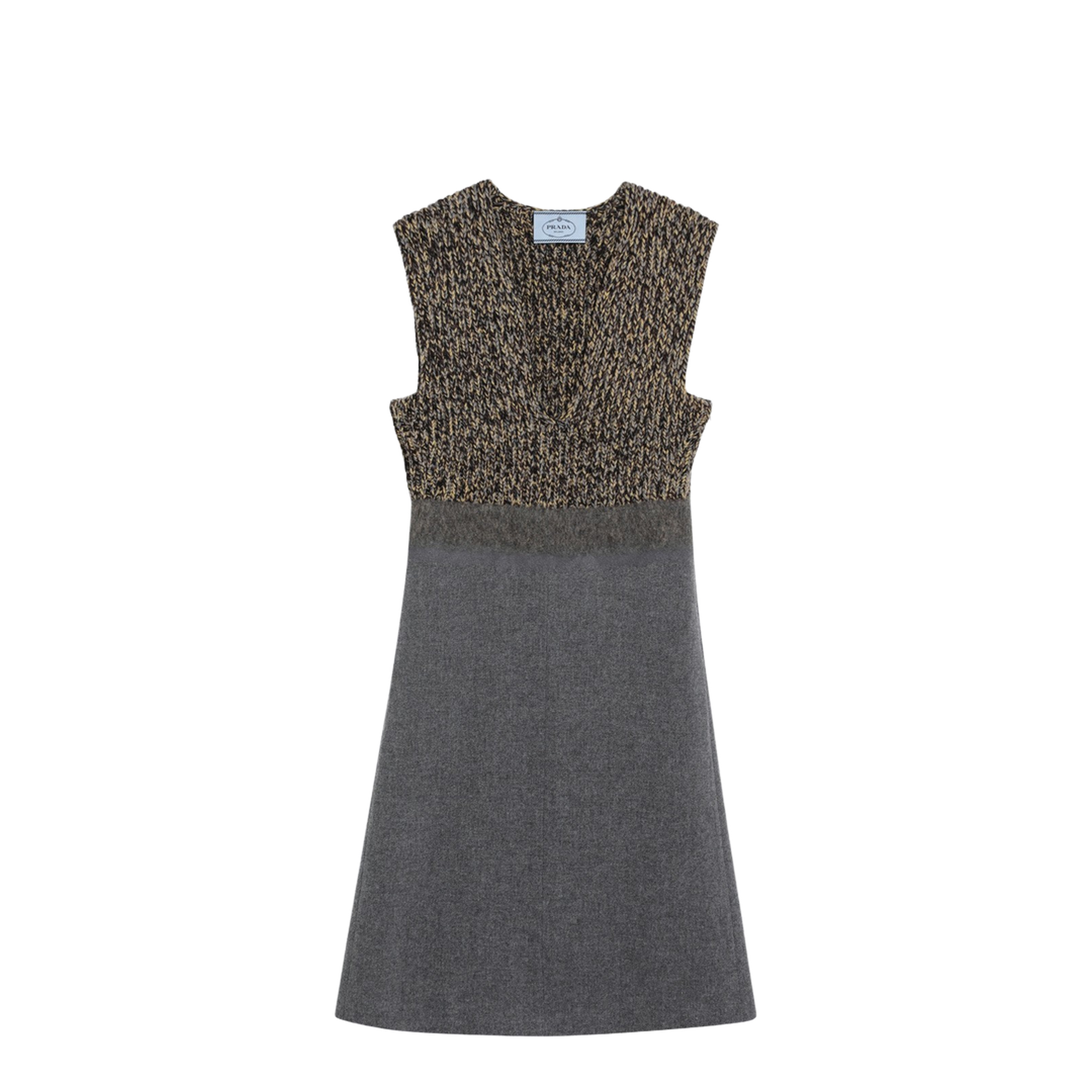 Sleeveless Grey Wool and Cashmere Dress