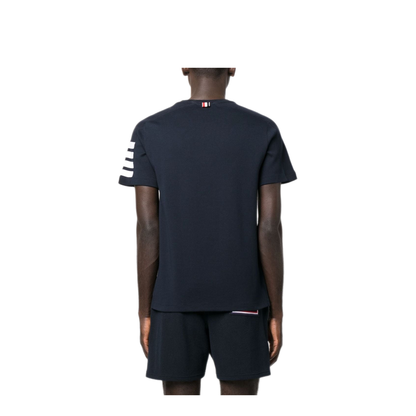 MAYFEYR - Thom Browne - Short Sleeve Tee With 4 Bar Stripe In Milano Cotton - MJS246A07323415