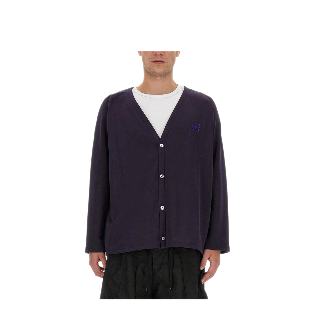 MAYFEYR - Needles - Cardigan With Logo - MR304CEGGPLANT
