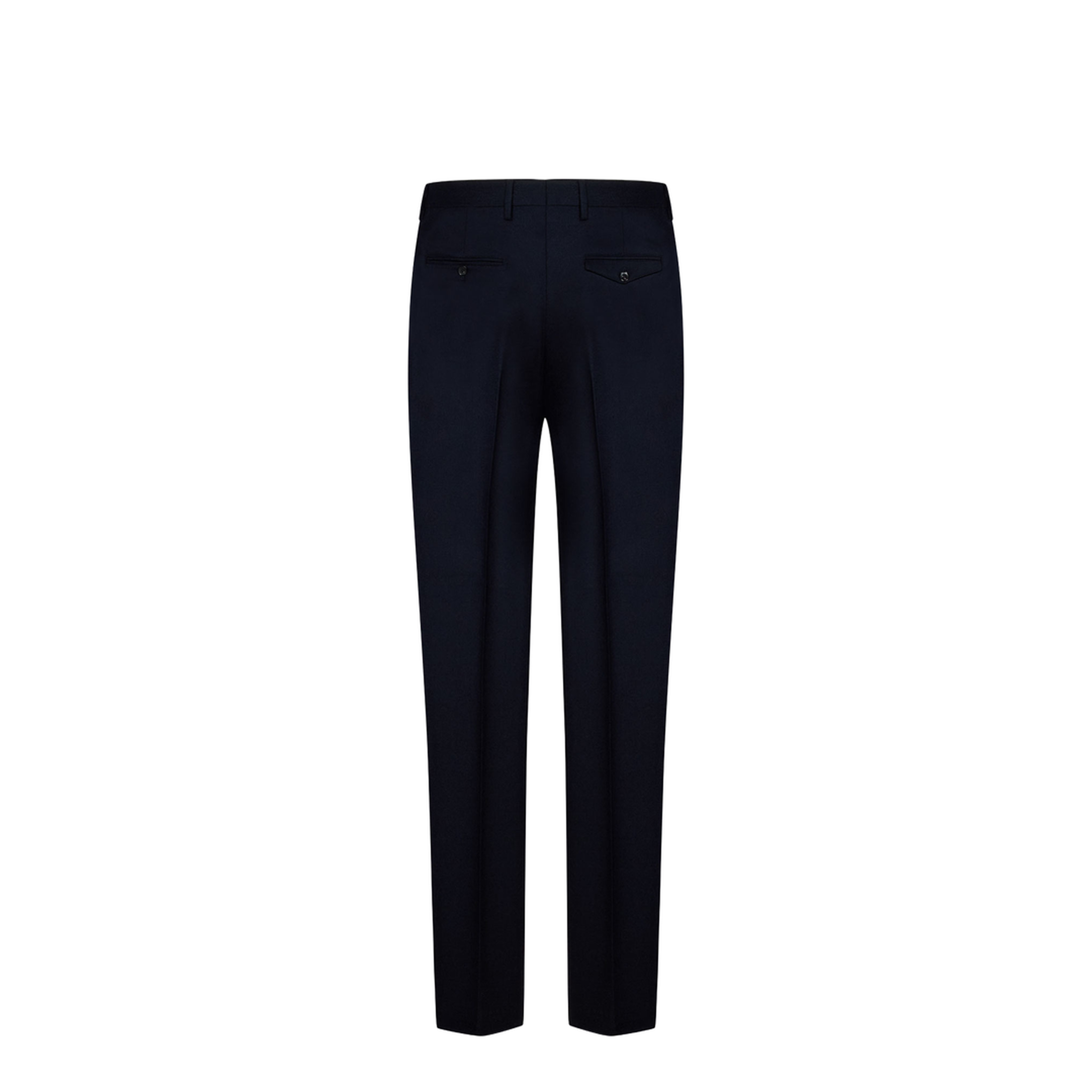Navy Blue Wool Pleat Trousers