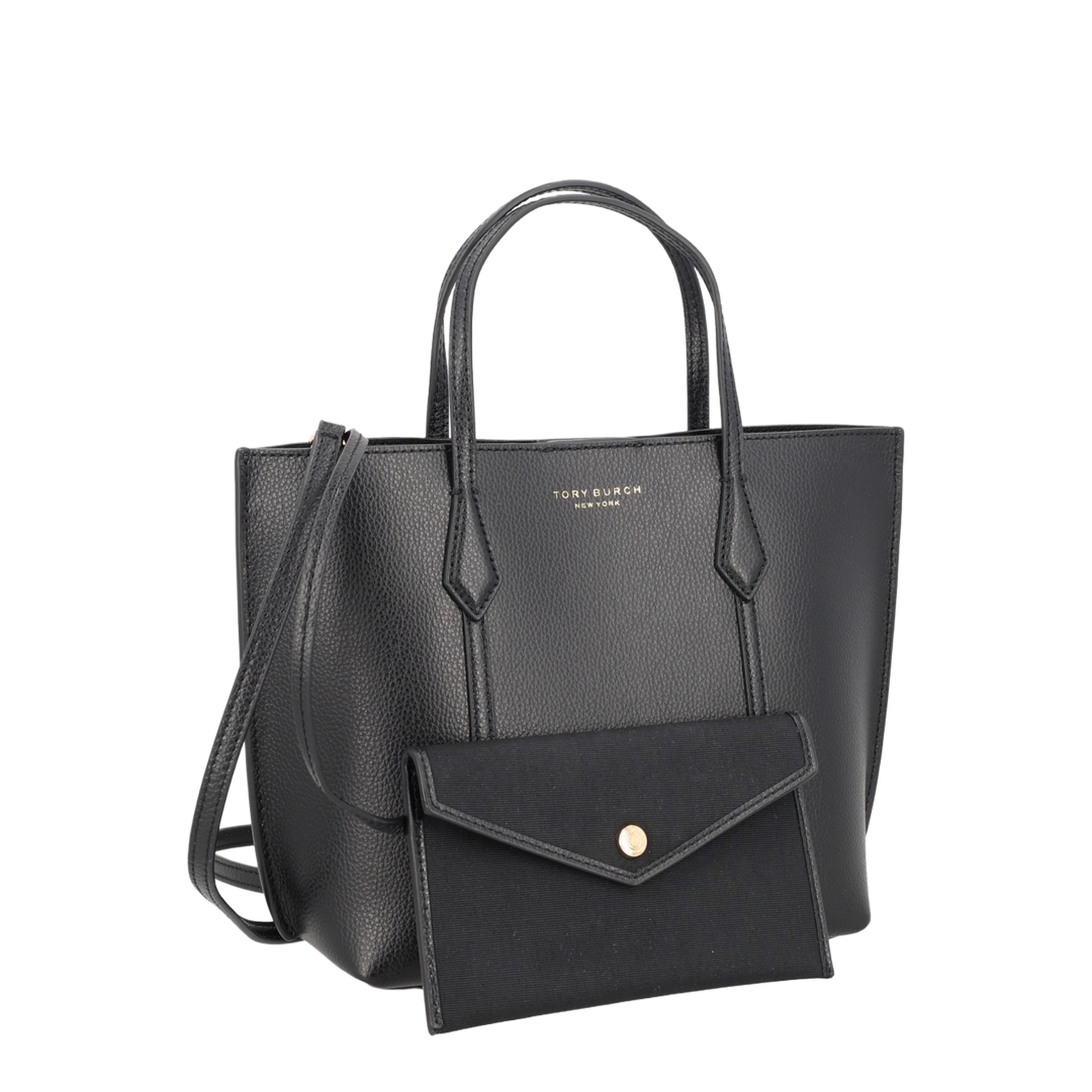 Perry Small Grained Leather Tote - Black
