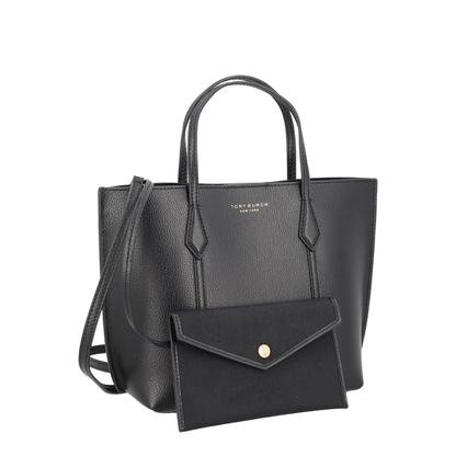 Perry Small Grained Leather Tote - Black