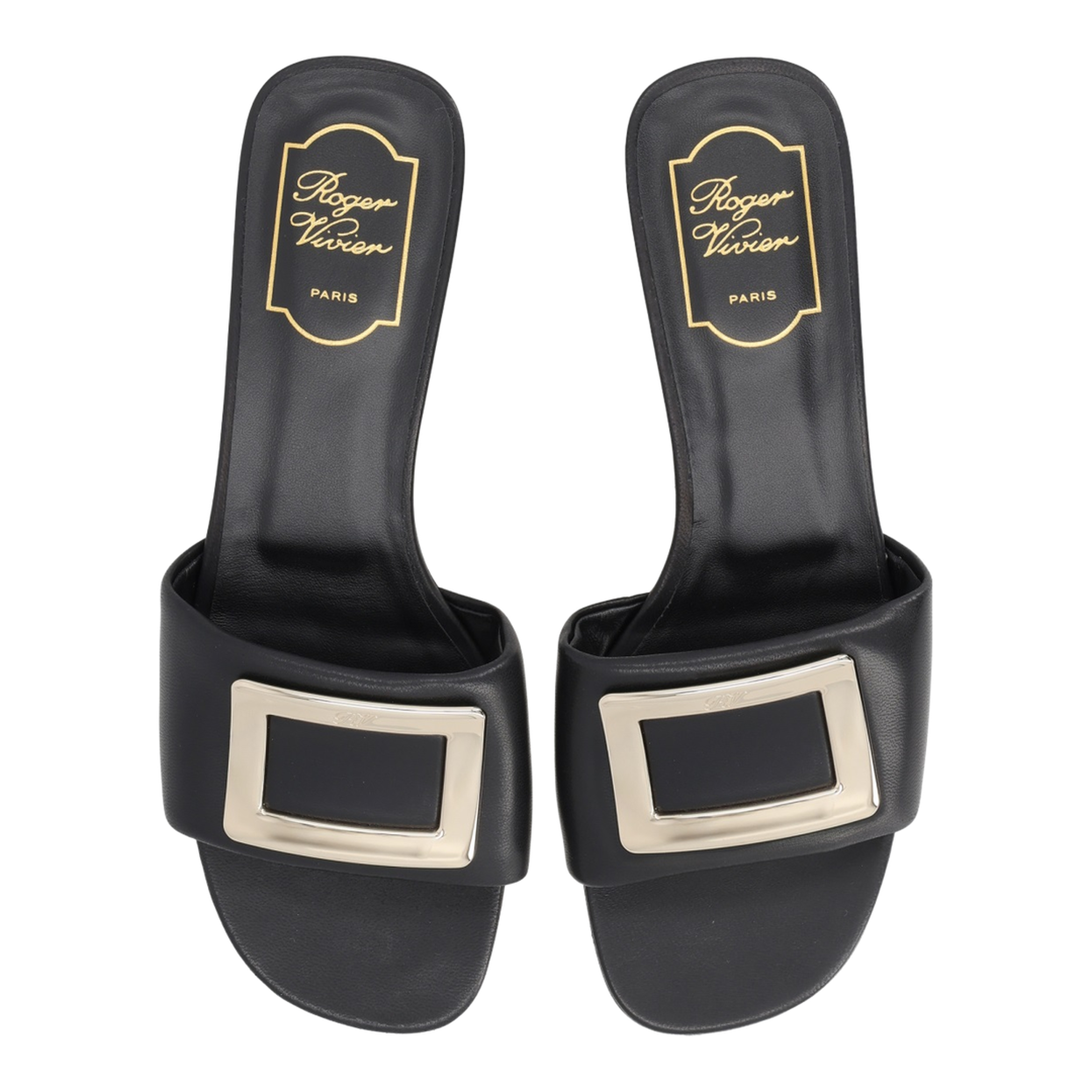 Square Buckle Leather Slides