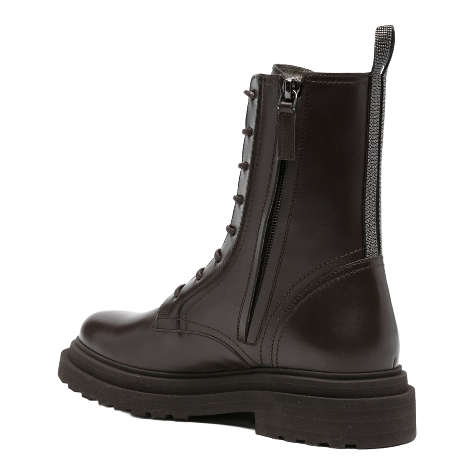 Shiny Loop Detail Combat Boots