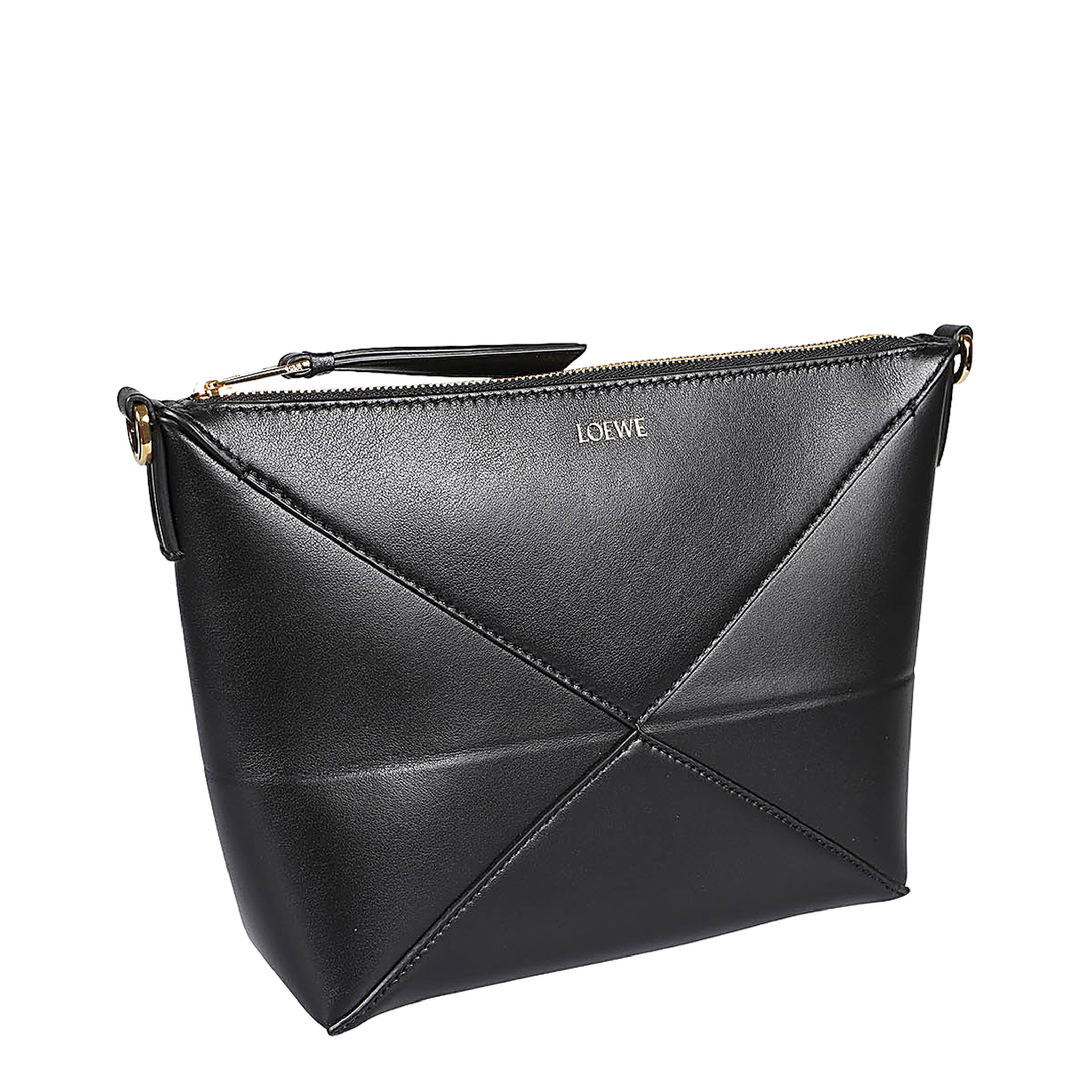 Puzzle Fold Leather Pouch - Black