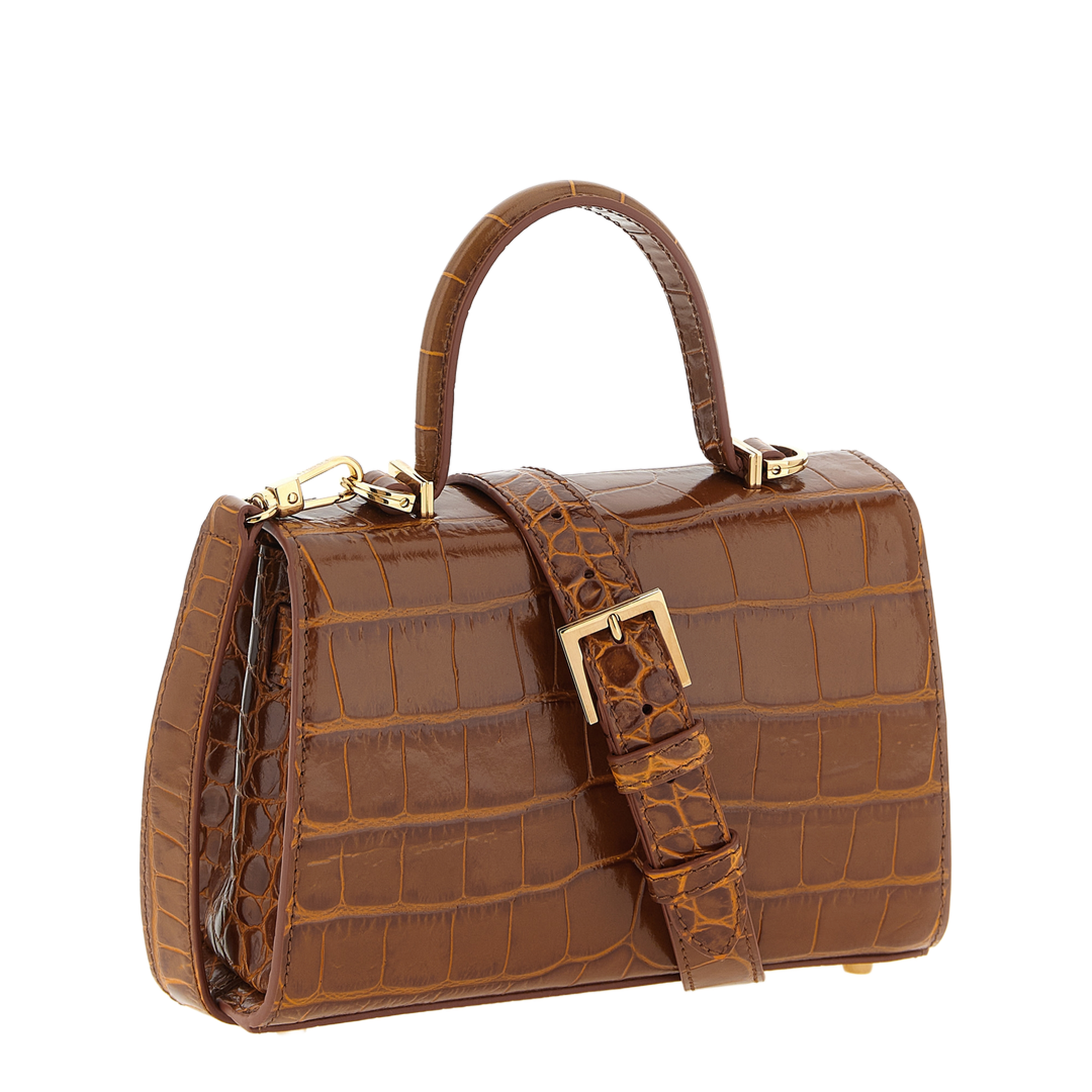 Embellished Small Croc-Effect Leather Handbag