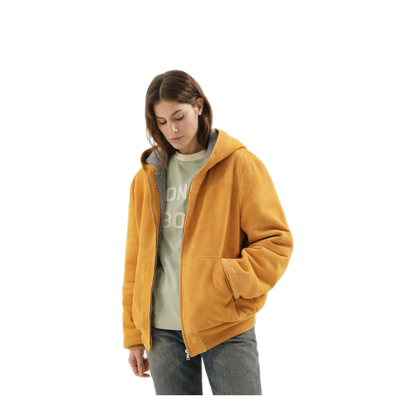 MAYFEYR - 1989 STUDIO - Yellow Suede Hoodie - F04WLB005LEA0013000