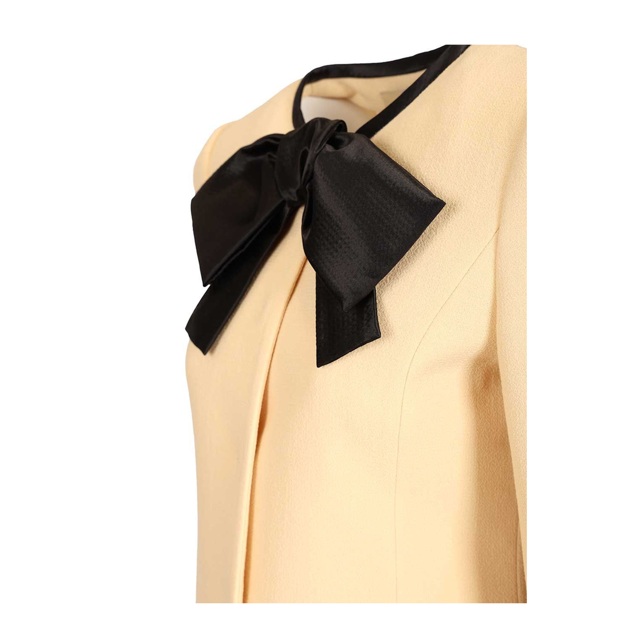 Wool Crepe Caban Jacket with Bow