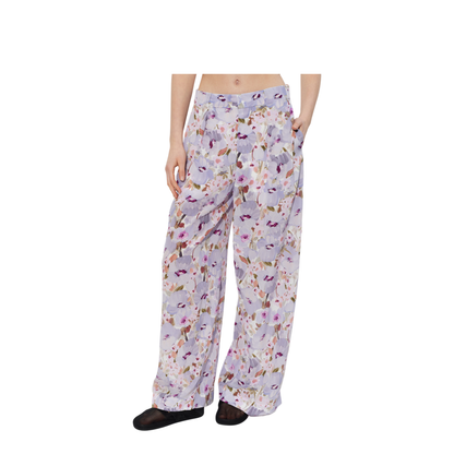 Silk Trousers with a Floral Motif