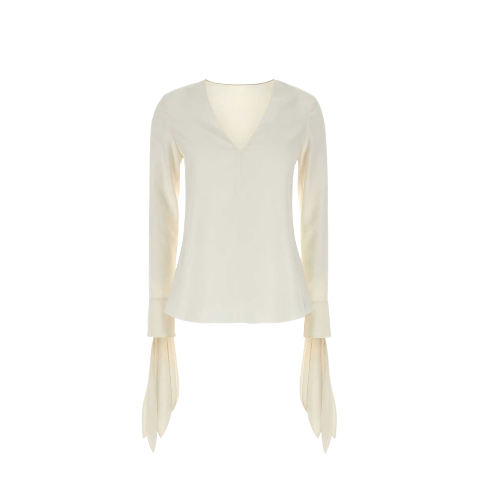 Pull-On V-Neck Ruffled Long Sleeve Top