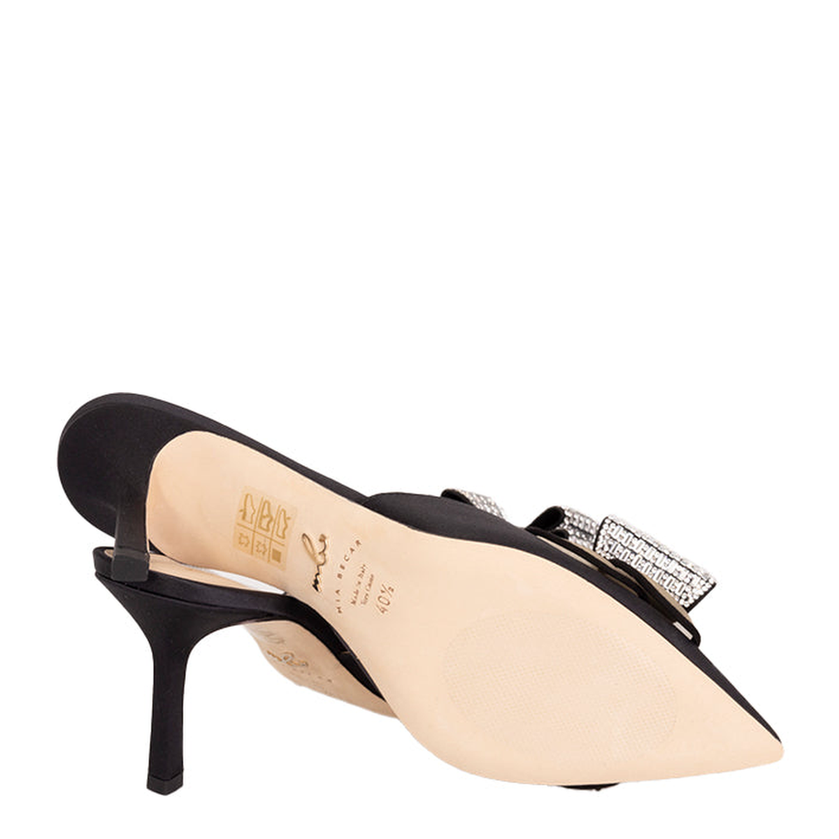 MAYFEYR - MIA BECAR - Aurora Mule Black Satin - AURORAMULE70BLACKSATIN
