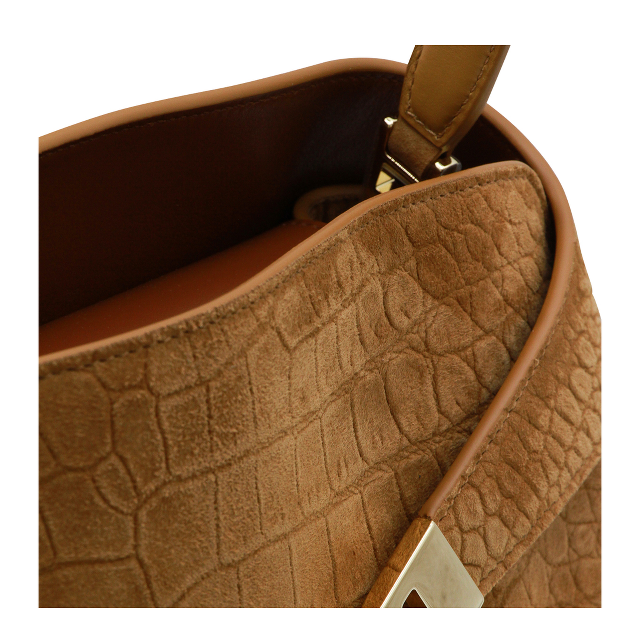 Croc Small Leather Shoulder Bag - Brown