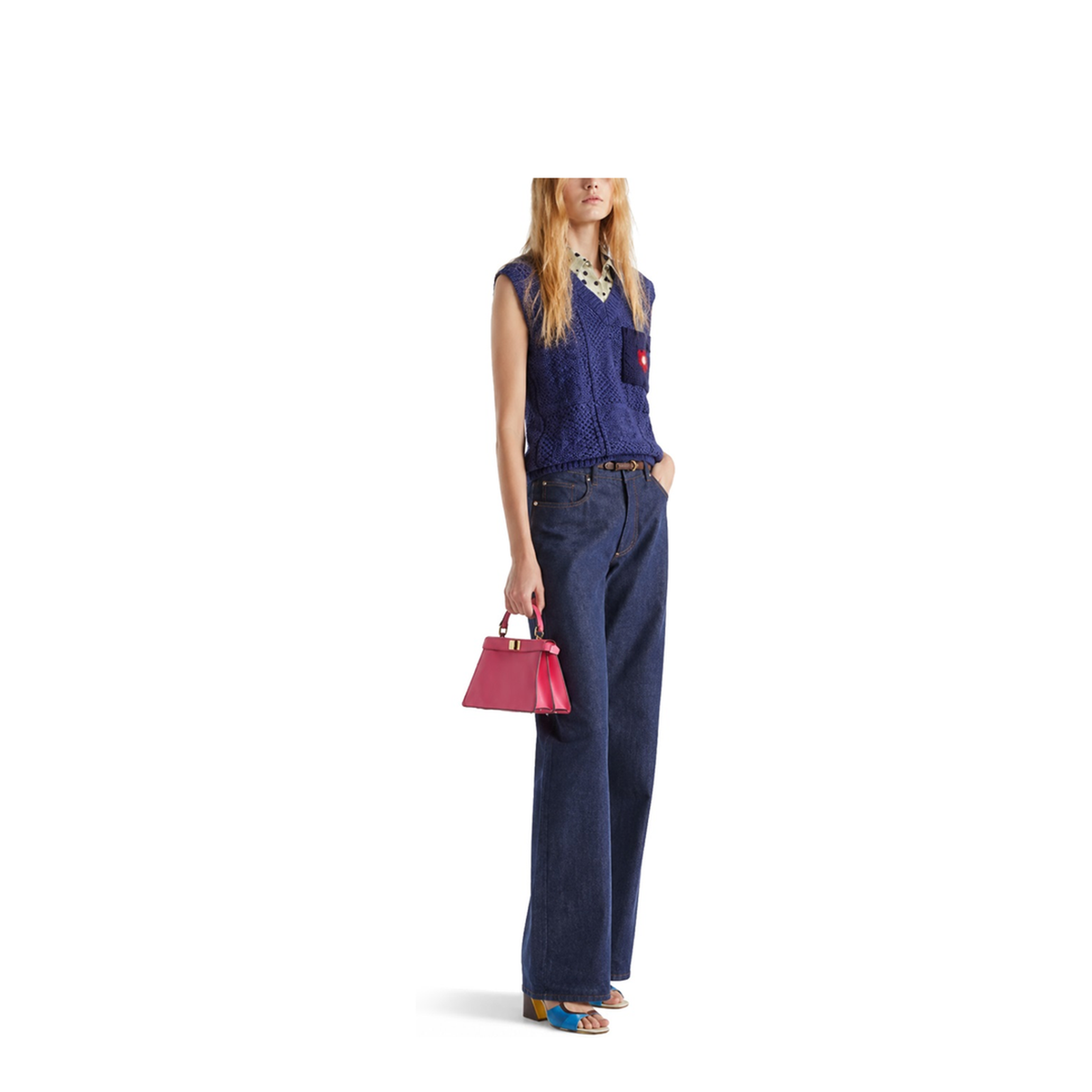 Navy Blue Wide-Leg Jeans