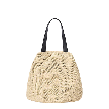 Punch Hole Medium Straw Bucket Bag