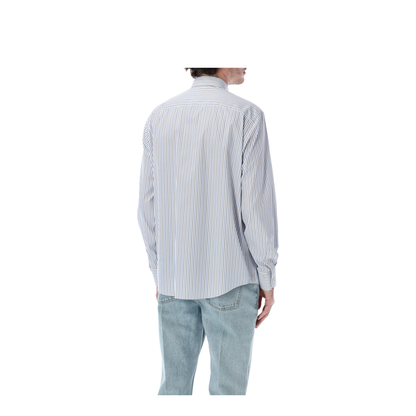 Blue Striped Cotton Long-Sleeve Shirt