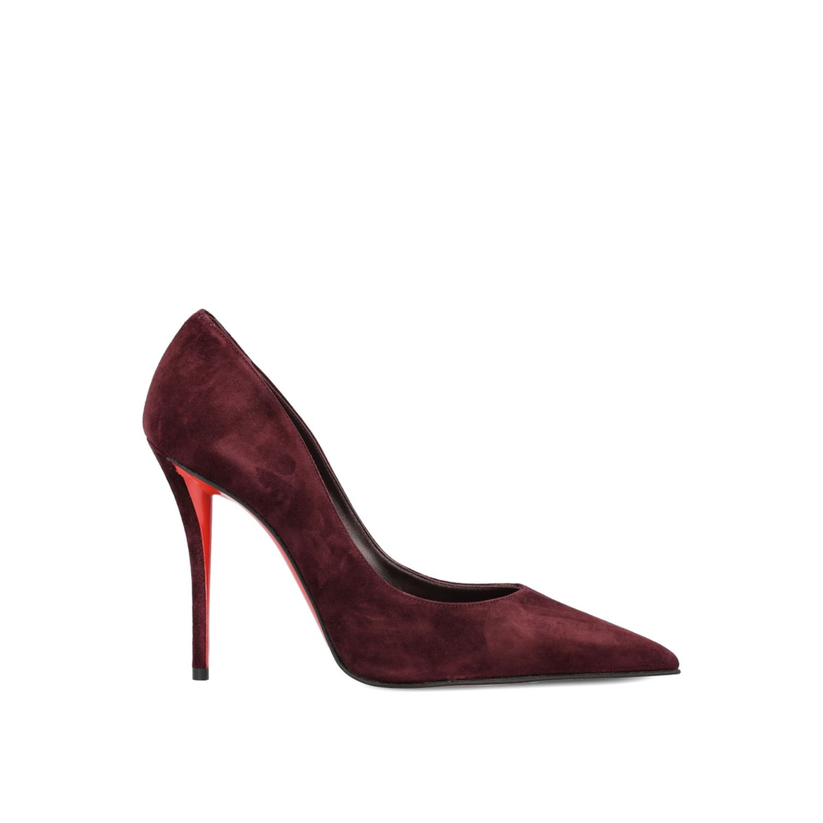 Dark Red Suede Upper Stiletto Heel Pointed Toe Leather Sole High Heel
