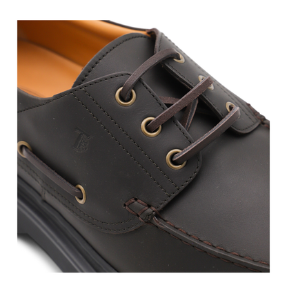 Coffee Brown Front Button Fastening Moc Stitching