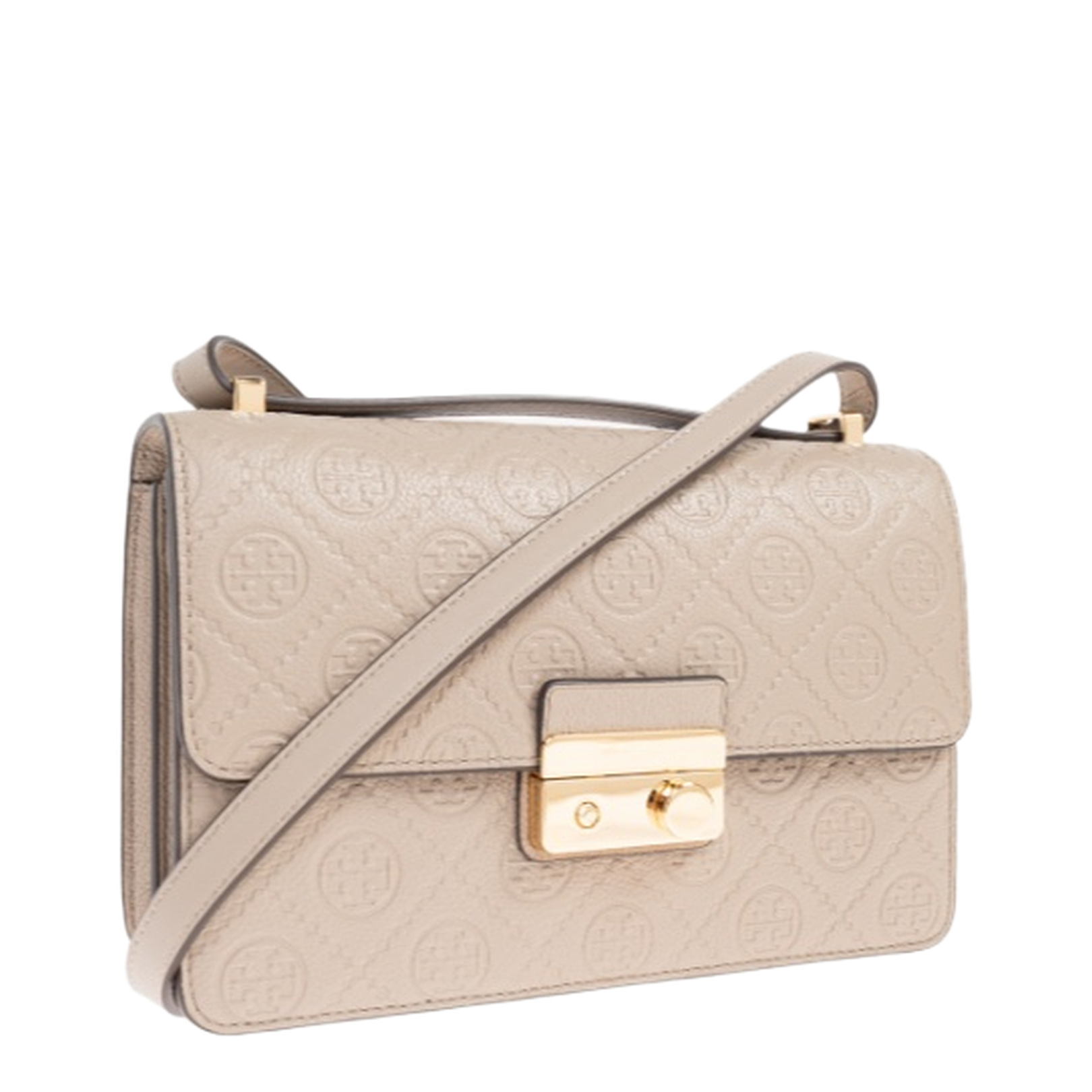 T Monogram Pebbled Shoulder Bag