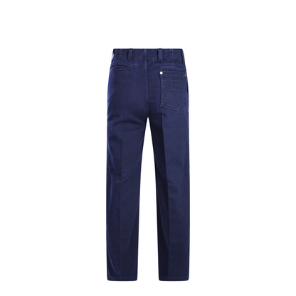 Washed Denim Pant with Embossed Label in Dark Blue