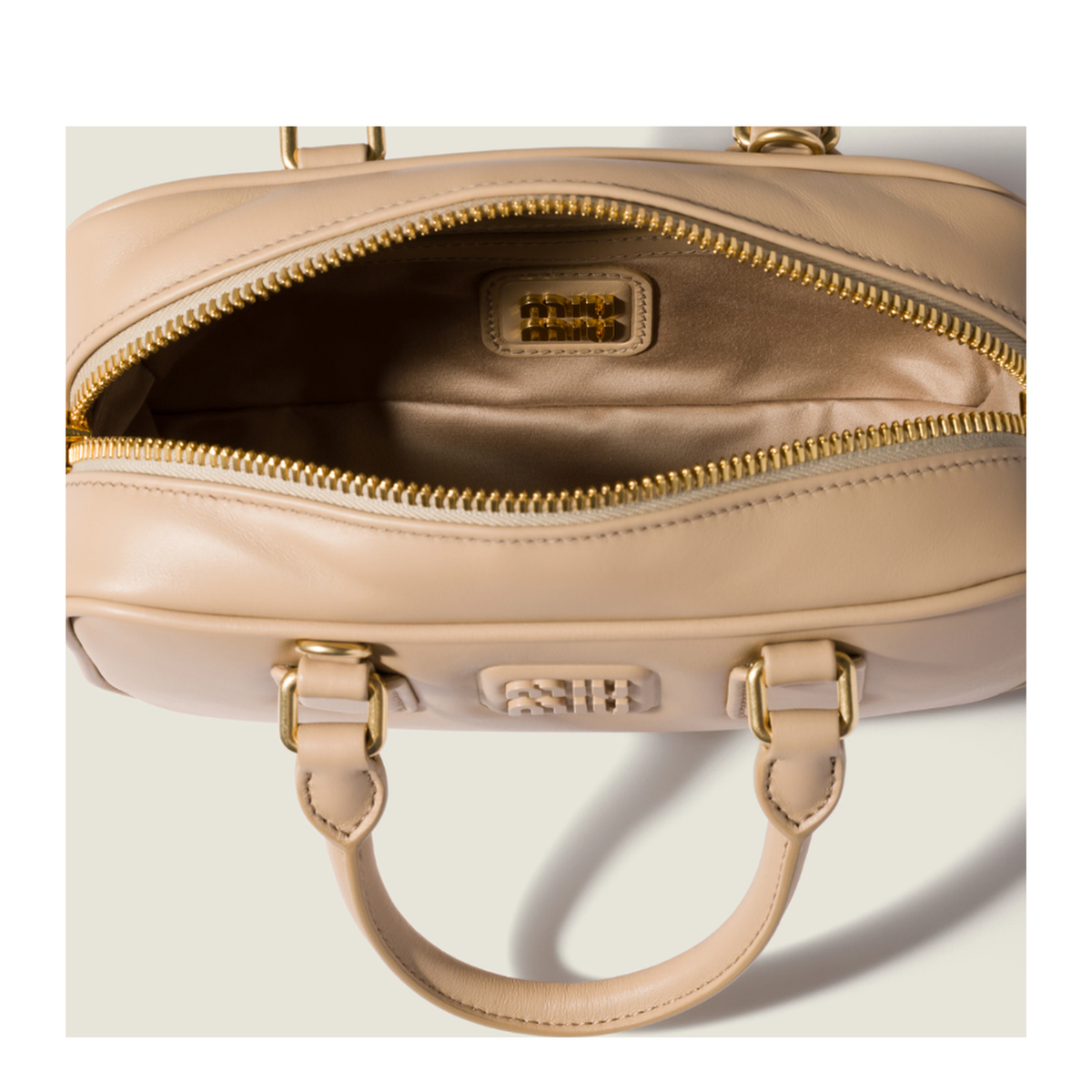 Arcadie Leather Top-Handle Bag - Sand Beige