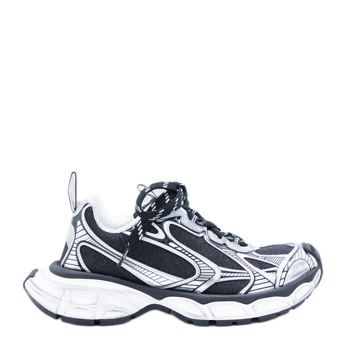 3XL Sneakers in Black and Silver with Glitter
