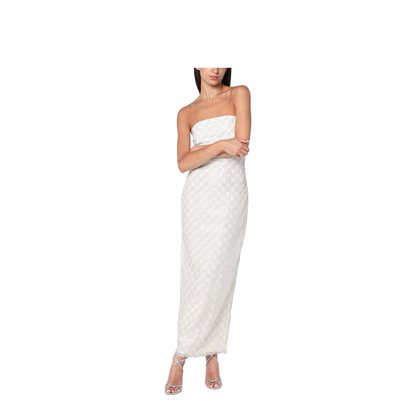 Long Cream-Colored Dress with Sequins