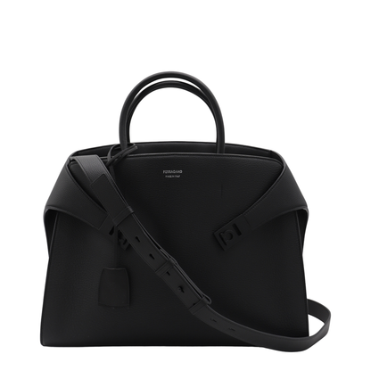 Black Leather Top Handle Bag