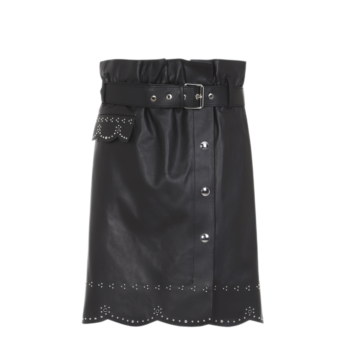 MAYFEYR - Marni - Black Leather Midi Skirt - GOMX0883UXULA77200N99