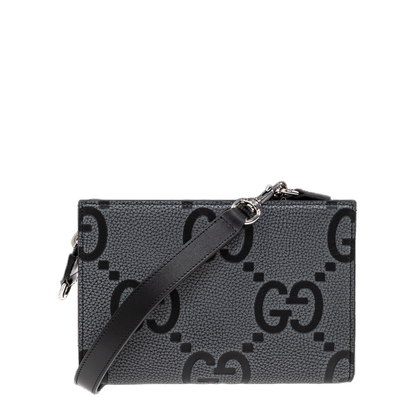 GG Jumbo Small Leather Crossbody Bag - Gray