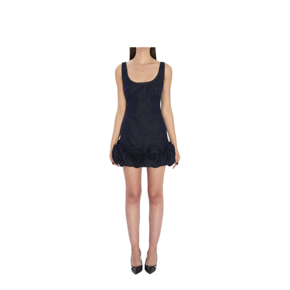 MAYFEYR - Self Portrait - Denim 3D Flower Mini Dress - RS26821SBLUE