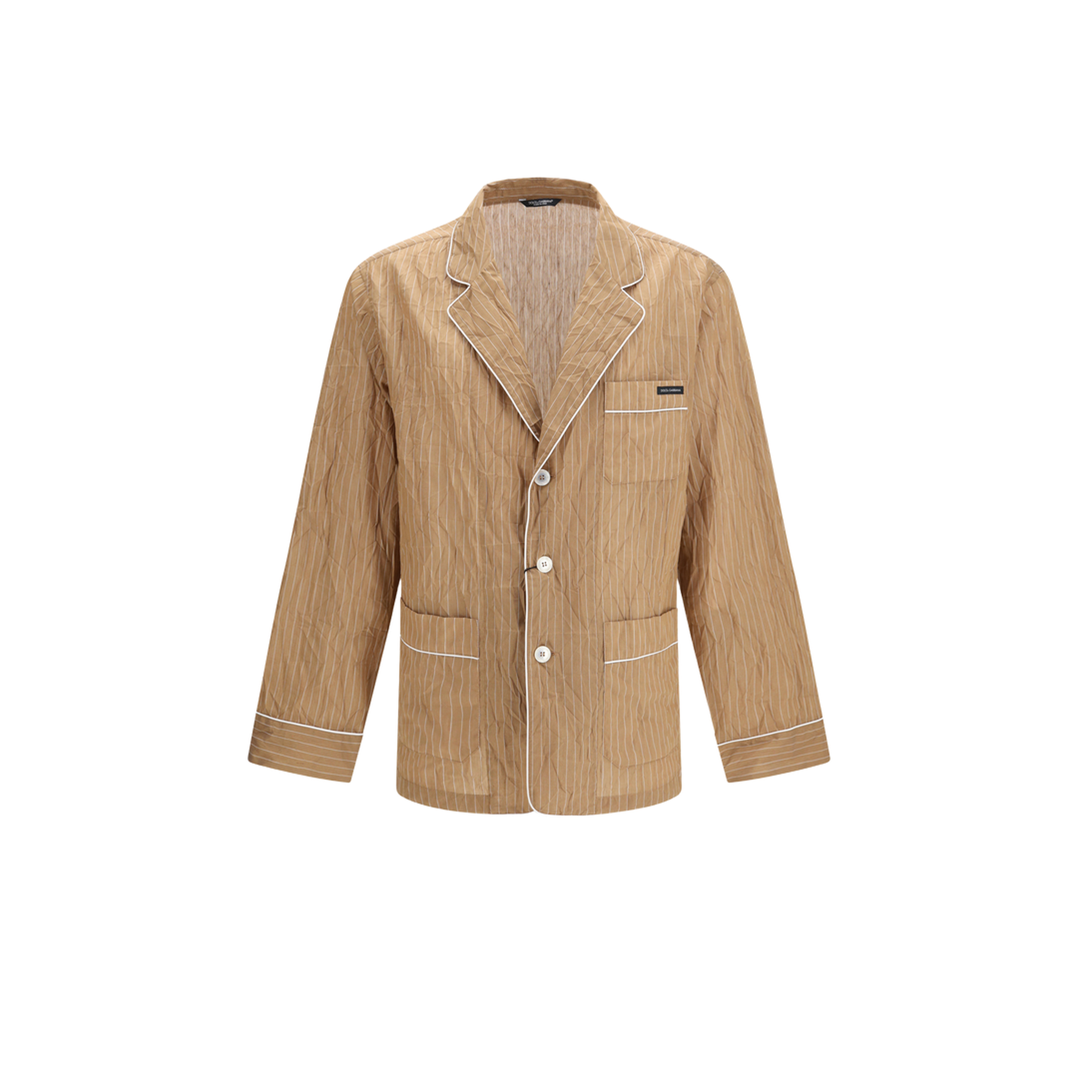 MAYFEYR - Dolce & Gabbana - Vanity Shirt-Style Robe In Froissé Striped Fabric - G2WK2TFBMFT