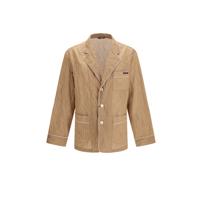 MAYFEYR - Dolce & Gabbana - Vanity Shirt-Style Robe In Froissé Striped Fabric - G2WK2TFBMFT