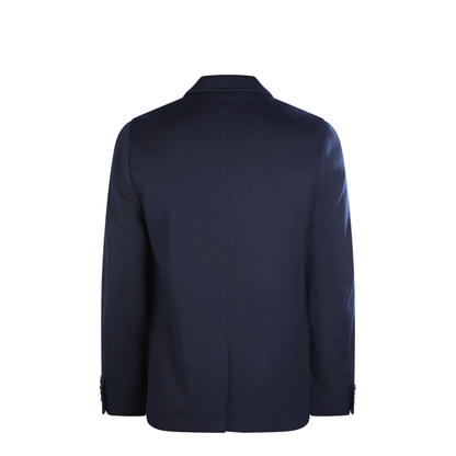 Single-breast Cotton Jersey Jacket in Dark Blue