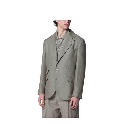 Deconstructed Cavallo Jacket In Khaki Silk Hopsack