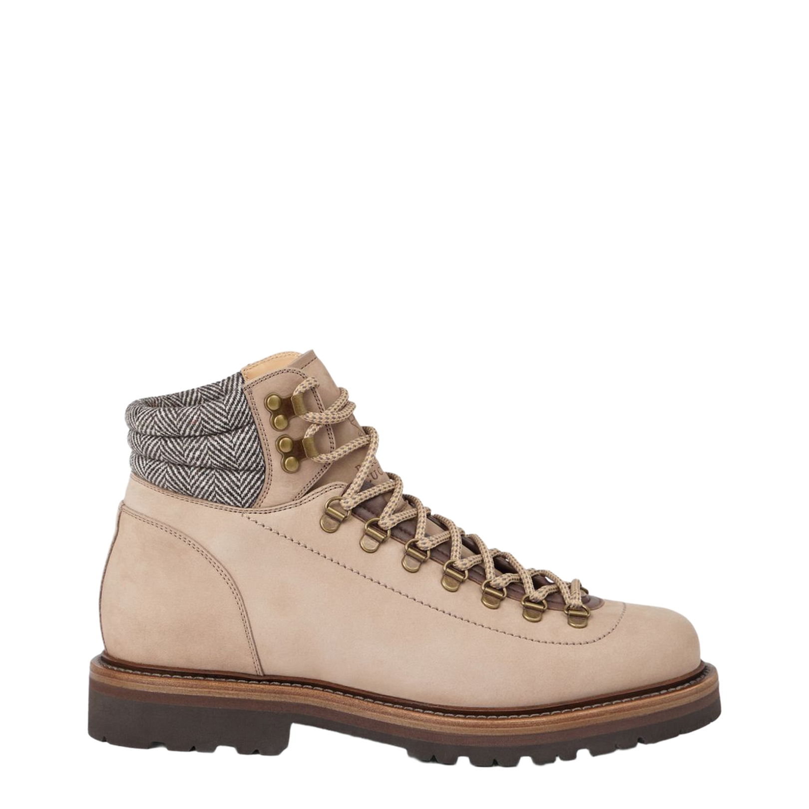 Sand Beige Front Lace-Up Fastening Ankle Boots