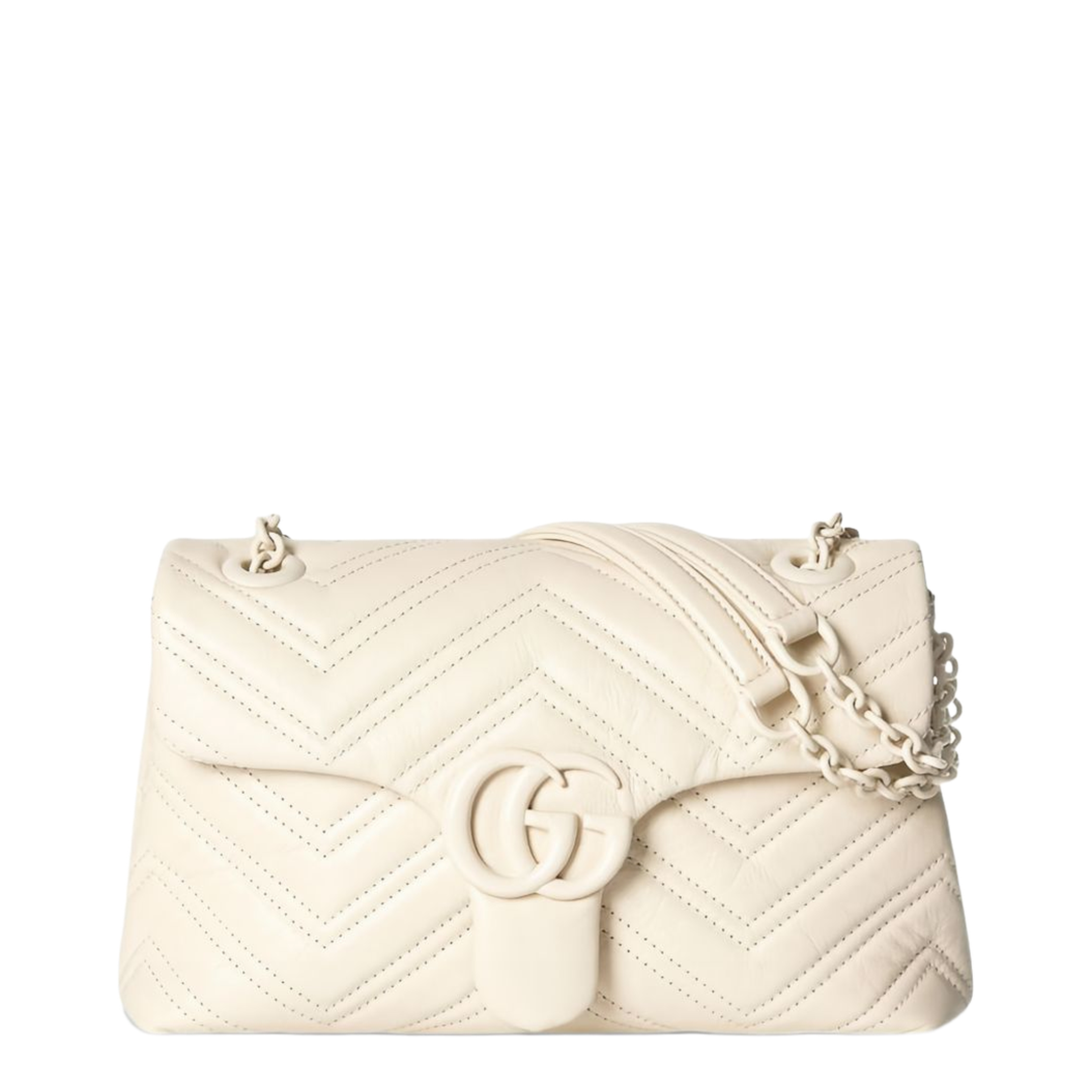 GG Marmont Small Matelassé Chevron Leather Shoulder Bag - Ivory