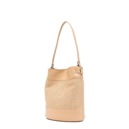 Mondà Vimini Small Straw Bucket Bag - Beige