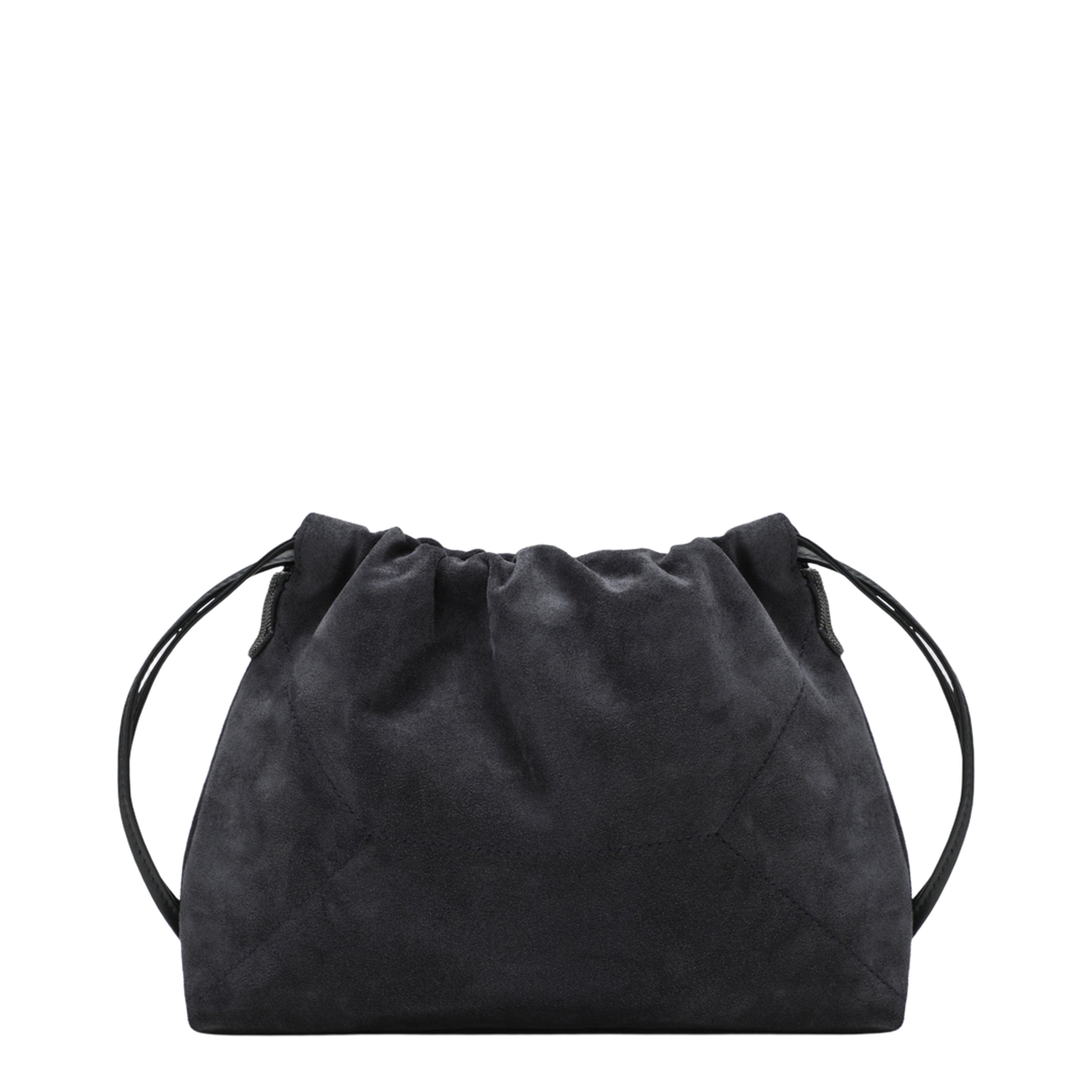 Duo Pouch Midnight Blue Suede Bag with Monile Detail