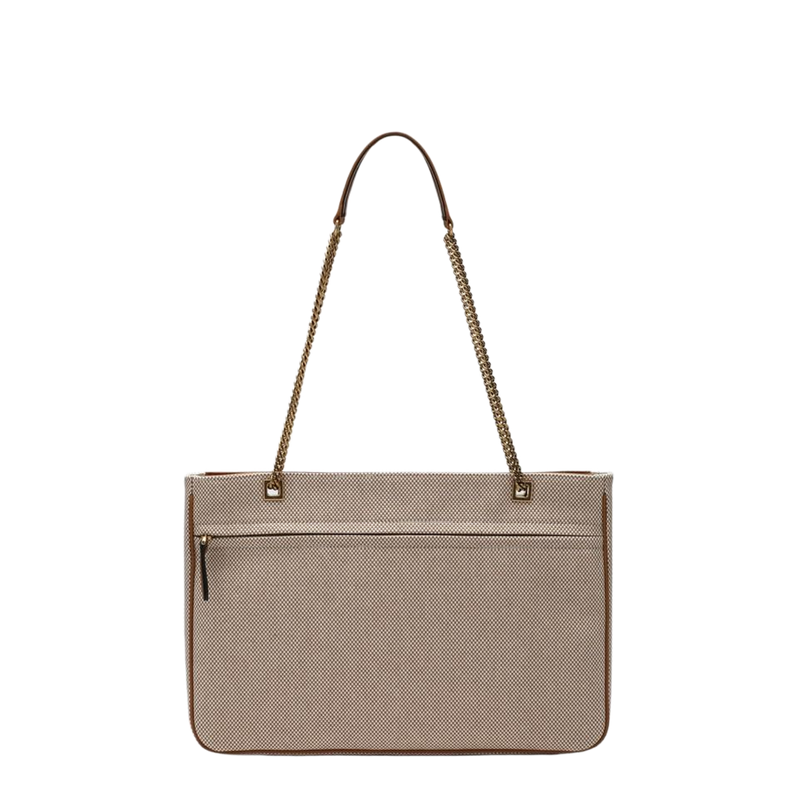 Medium-Sized Bag in Natural Canvas and Brown Leather