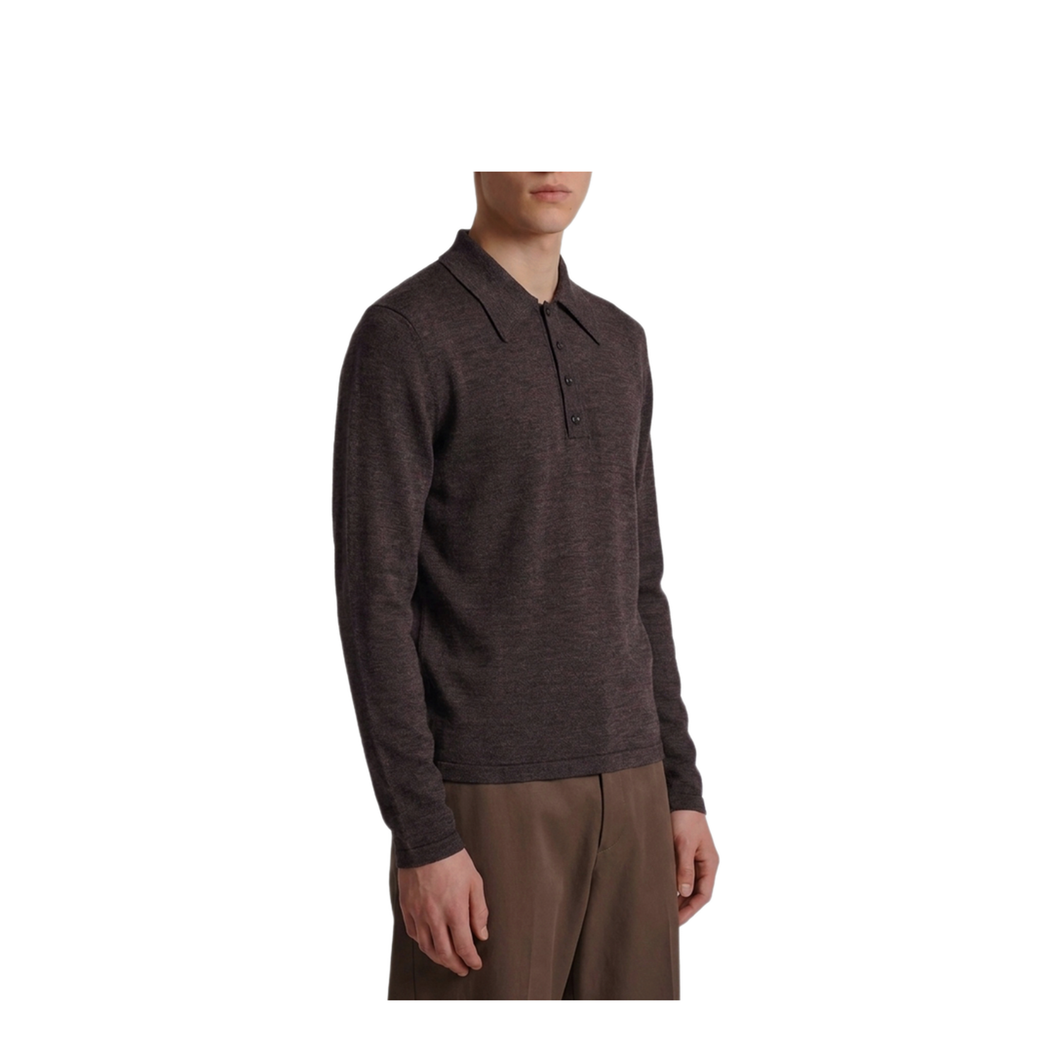 MAYFEYR - Lemaire - Ecorce Mouliné Wool Long-Sleeve Polo - TS0031LK1072BR528