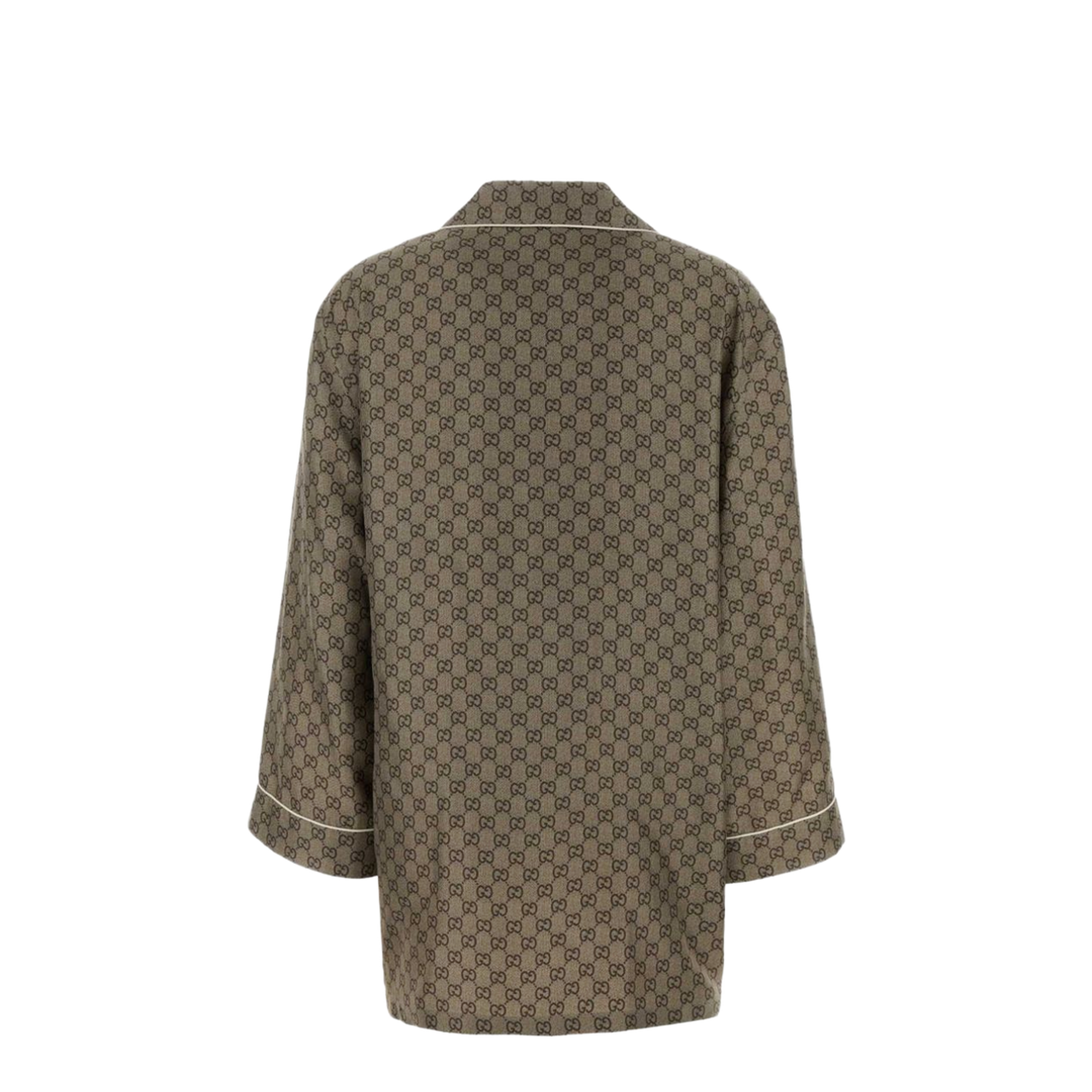 MAYFEYR - Gucci - Printed Silk Twill Shirt In Beige And Dark Brown - 875471ZAUUN2270