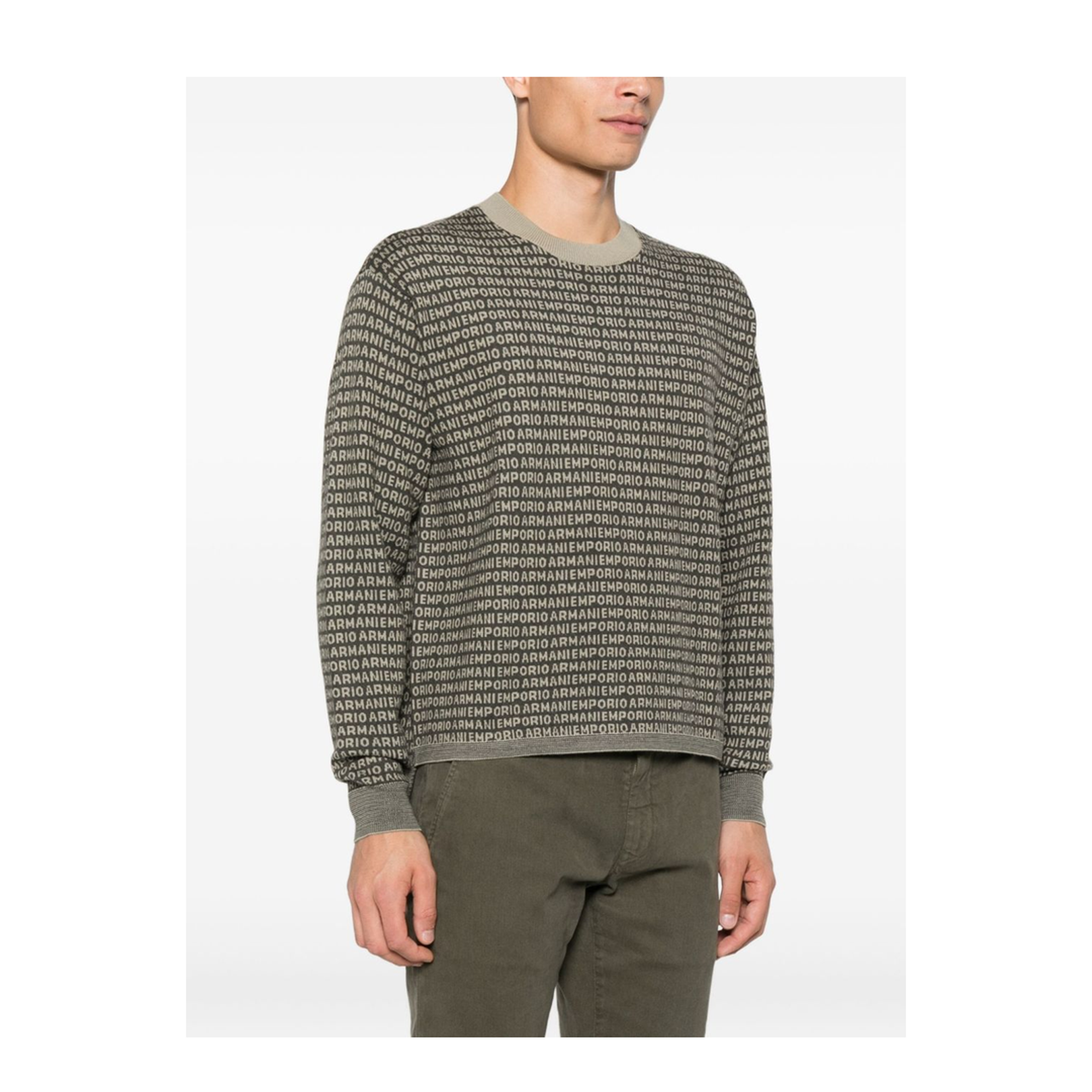 Virgin-Wool Jumper with All-Over Jacquard Signature Logo