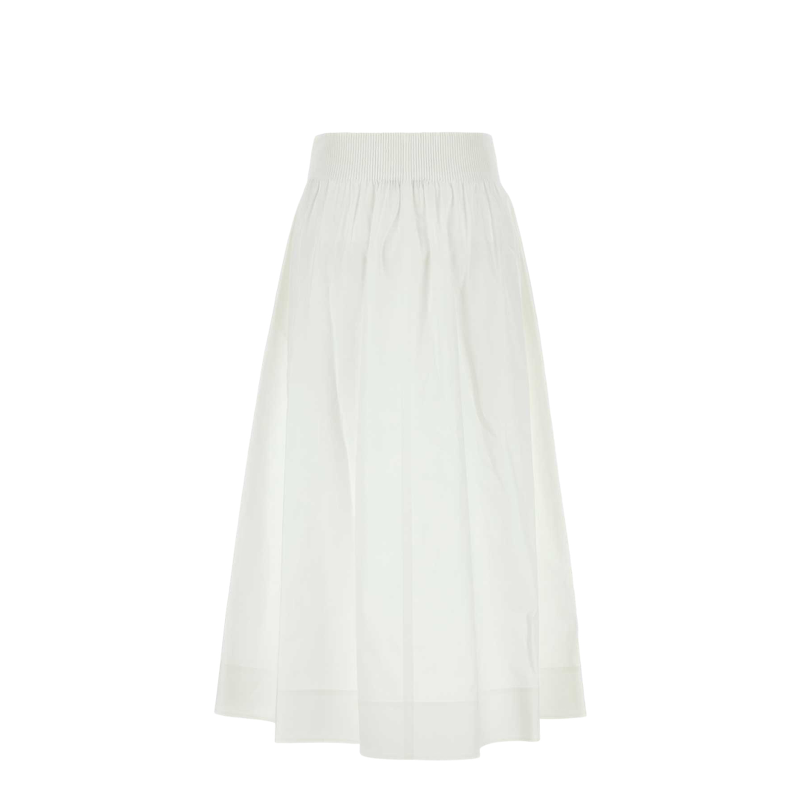 White Stretch Poplin Skirt