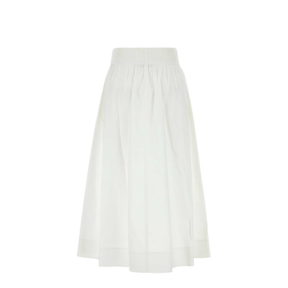 White Stretch Poplin Skirt