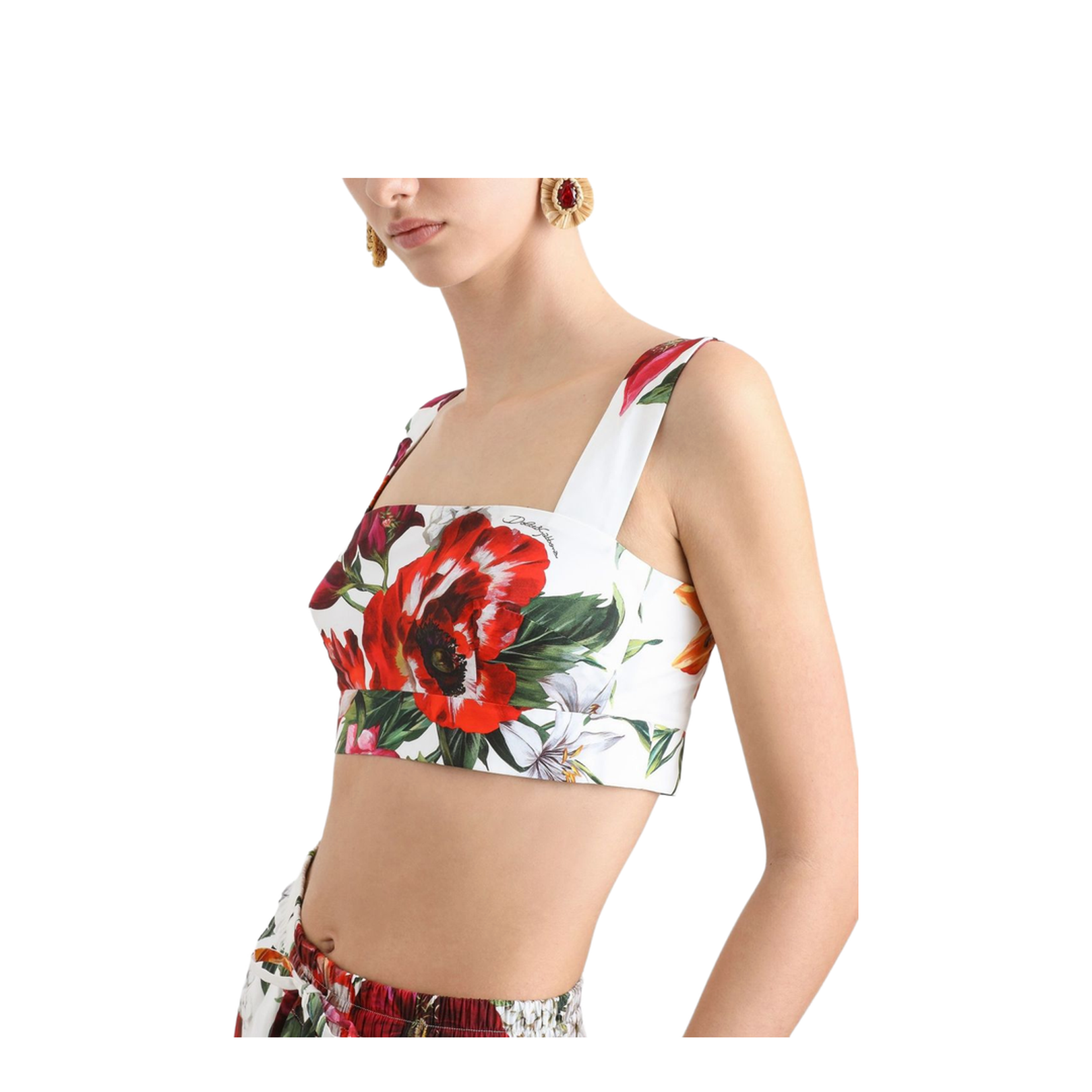 Flower-print Poplin Top