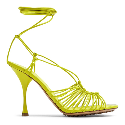 Acid Green Nappa Leather Dot Sandals